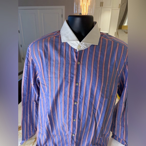 Hugo Boss Blue and Pink Striped Dress Shirt - Picture 2 of 8